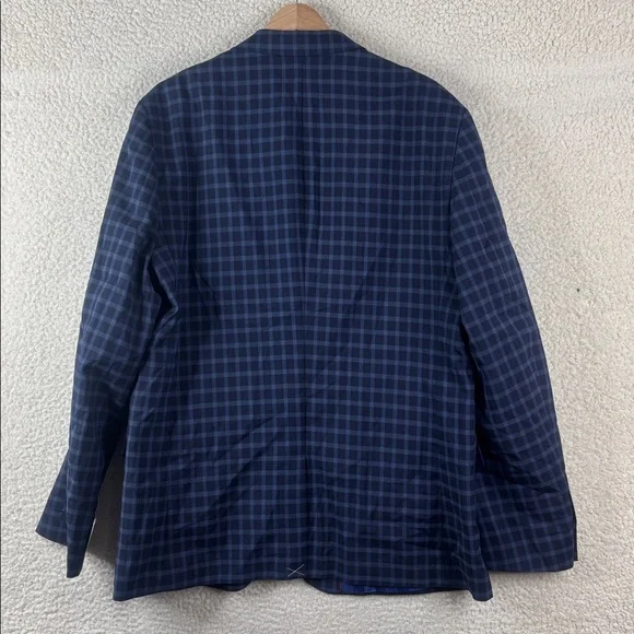 NWT Ben Sherman Mens Navy Blue Plaid Blazer Sport Coat Size 44R - Picture 9 of 16